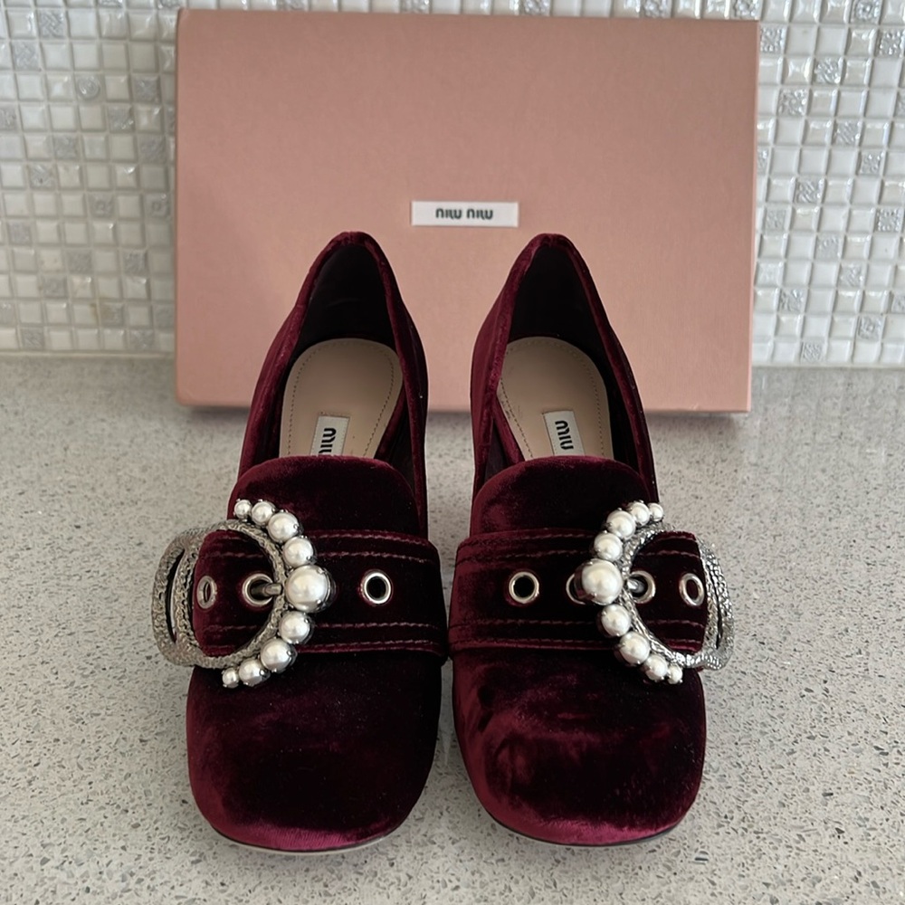 Miu Miu Velvet & Pearl Pumps